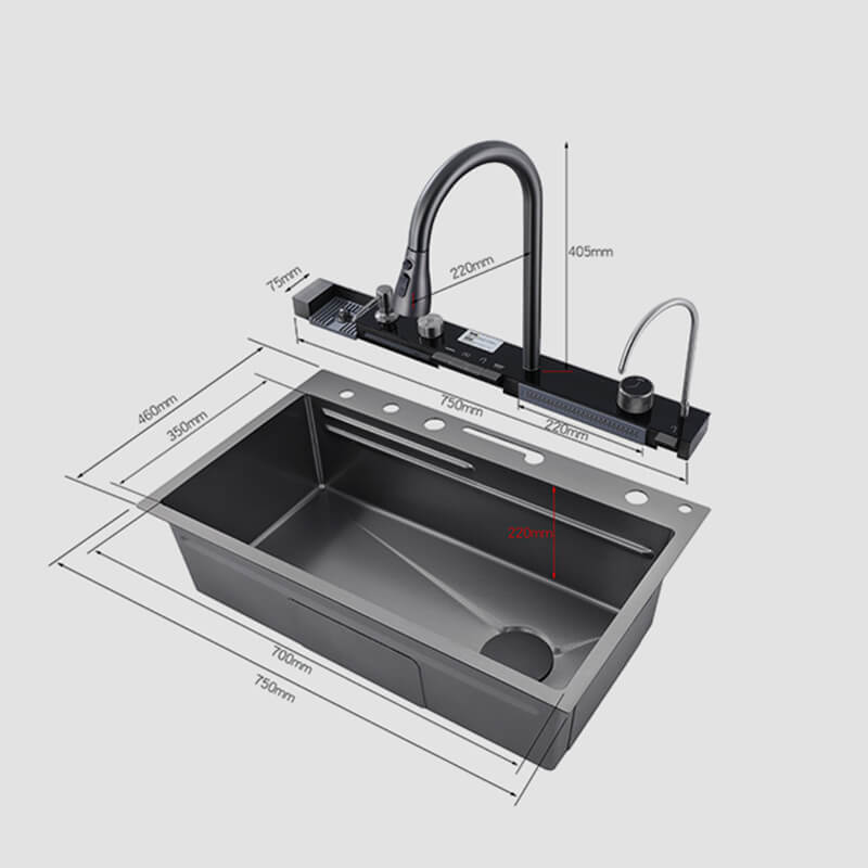 Boelon Luxury Kitchen Sink With Digital Display And Waterfall Design