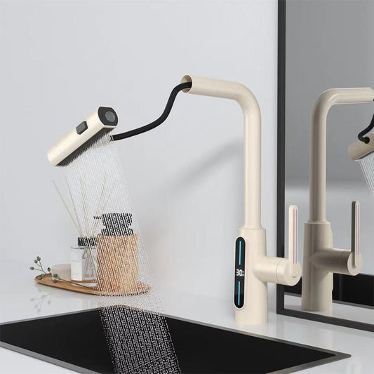 Boelon Rainfall Pull-Out Kitchen Faucet with Digital Display