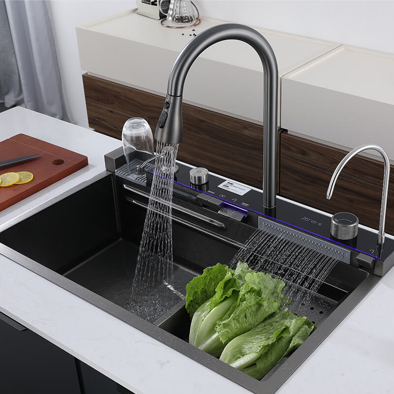 Boelon Luxury Kitchen Sink With Digital Display And Waterfall Design