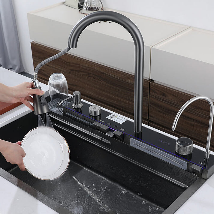 Boelon Luxury Kitchen Sink With Digital Display And Waterfall Design